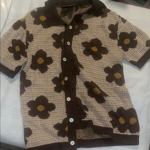Brown Floral knited Shirt